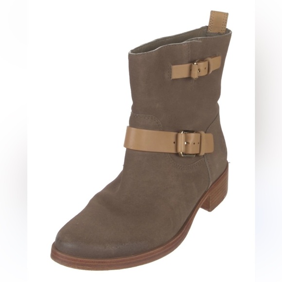 Tory Burch Moto oiled distressed suede and leather tan boots Sz 11 - Picture 11 of 11